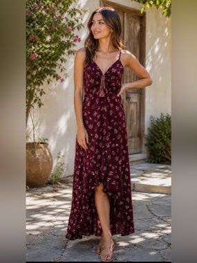Xhilaration floral print sleeveless hi low dress